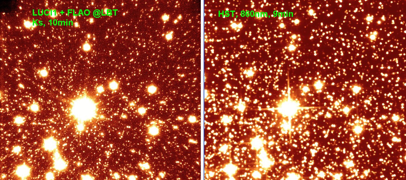 Comparison of LBT NIR and HST-image of M5